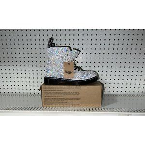 Dr. Martens 1460 Pascal Womens Combat Boots Size US 5 EU 36 Silver Croc Print